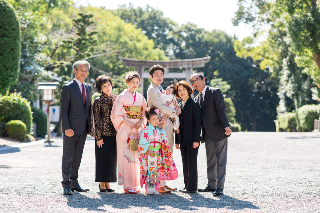 成海神社で撮影した七五三の家族写真